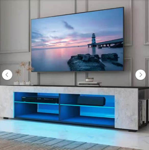 57 in. Gray and Black Wood LED TV Stand Fits TV's up to 65 in.